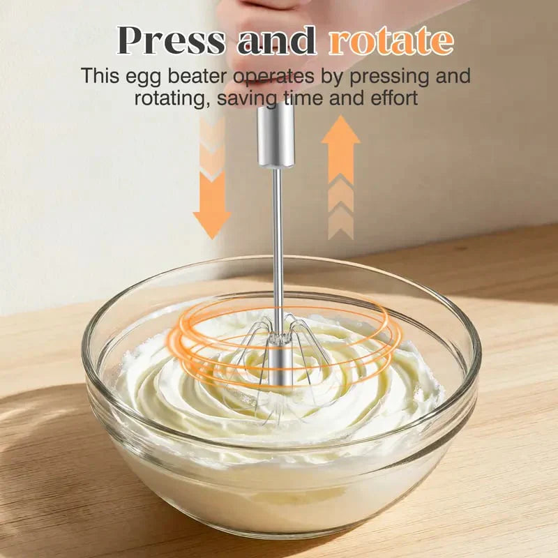 Viahomix™⏳【Limited Offer】50% OFF ! Stainless Steel Hand-Push Rotary Whisk – Effortless Mixing in Seconds!