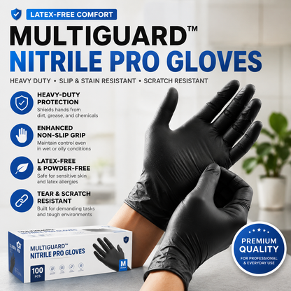 Viahomix™⏳【Limited Offer】50% OFF ! Nitrile Pro Gloves – Heavy Duty, Slip & Stain Resistant, Scratch Resistant