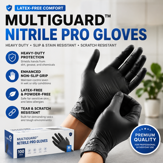 Viahomix™⏳【Limited Offer】50% OFF ! Nitrile Pro Gloves – Heavy Duty, Slip & Stain Resistant, Scratch Resistant