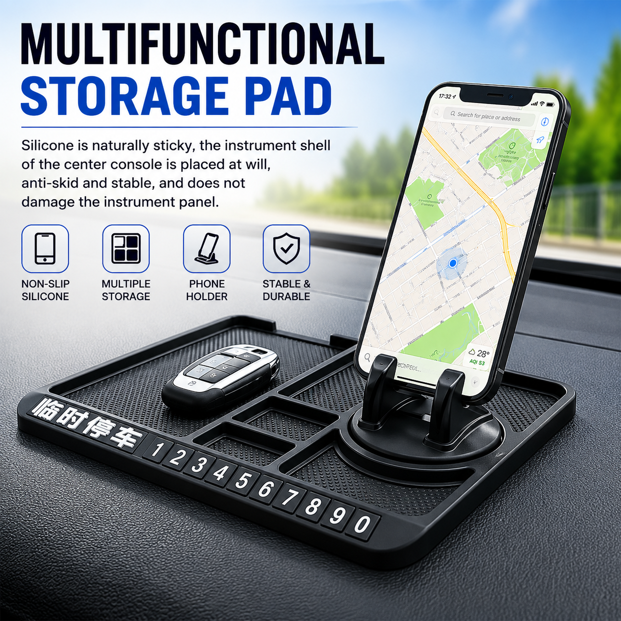 Viahomix™⏳【Limited Offer】50% OFF !  Car Anti-Slip Mat Panel Silicone Phone Holder