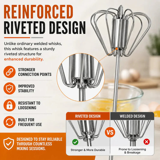 Viahomix™⏳【Limited Offer】50% OFF ! Stainless Steel Hand-Push Rotary Whisk – Effortless Mixing in Seconds!