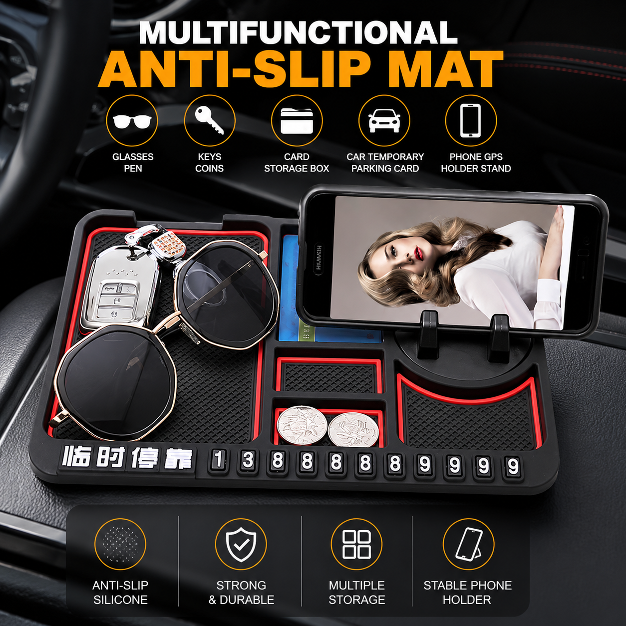 Viahomix™⏳【Limited Offer】50% OFF !  Car Anti-Slip Mat Panel Silicone Phone Holder