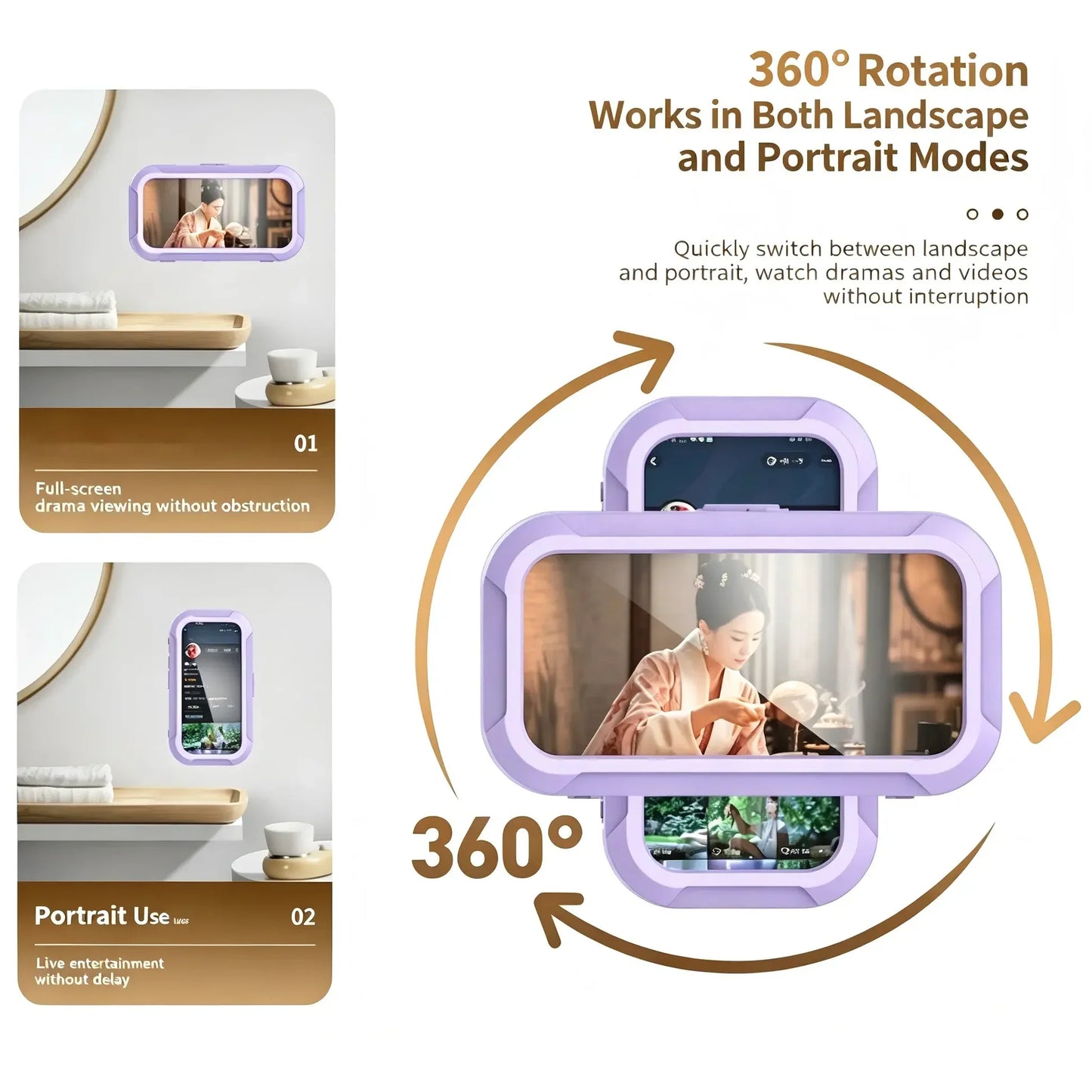 🎉2026 hot sell！360° Waterproof Shower Phone Holder – Anti-Fog Touch Screen Wall Mount