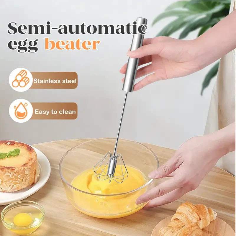 Viahomix™⏳【Limited Offer】50% OFF ! Stainless Steel Hand-Push Rotary Whisk – Effortless Mixing in Seconds!