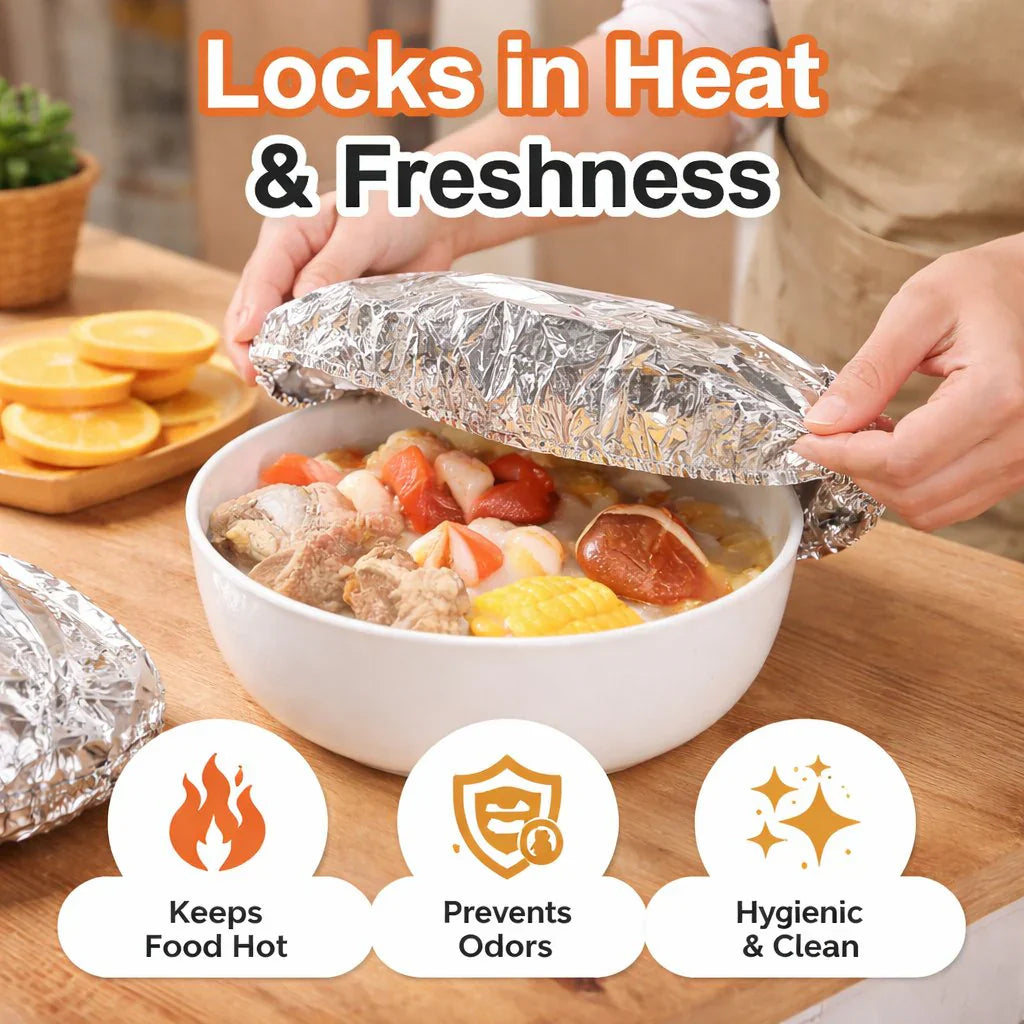 Viahomix™⏳【Limited Offer】50% OFF ! Aluminum Foil Heat Shield Covers – No Plastic, Heat-Resistant, Reusable