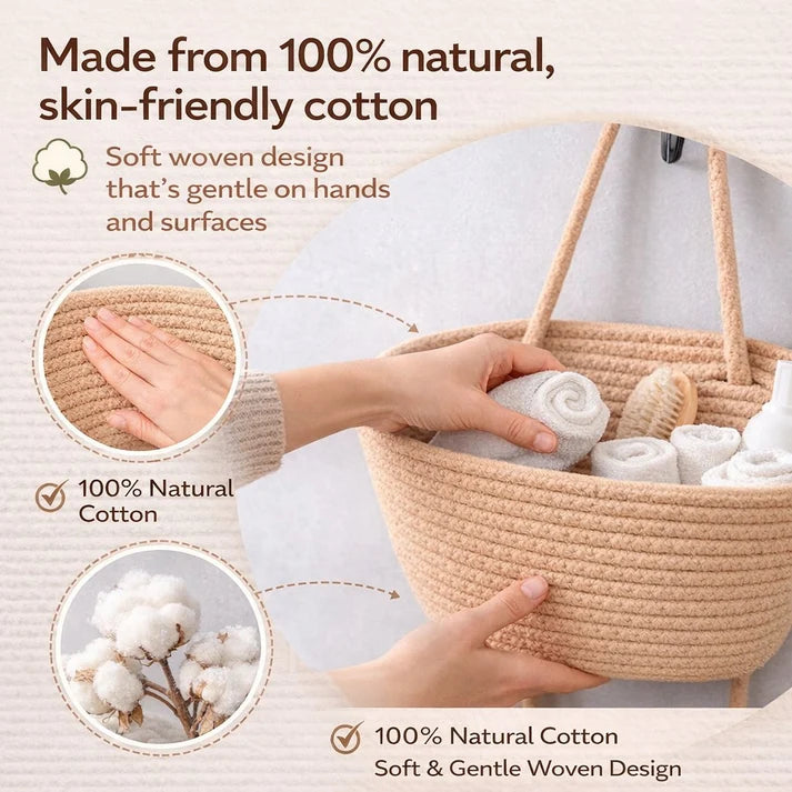 Viahomix™⏳【Limited Offer】50% OFF ! 🧺Woven cotton 3-Tier Over the Door Basket, Wall-Mounted Jute Storage Organizer🔥