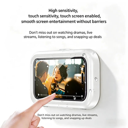 🎉2026 hot sell！360° Waterproof Shower Phone Holder – Anti-Fog Touch Screen Wall Mount