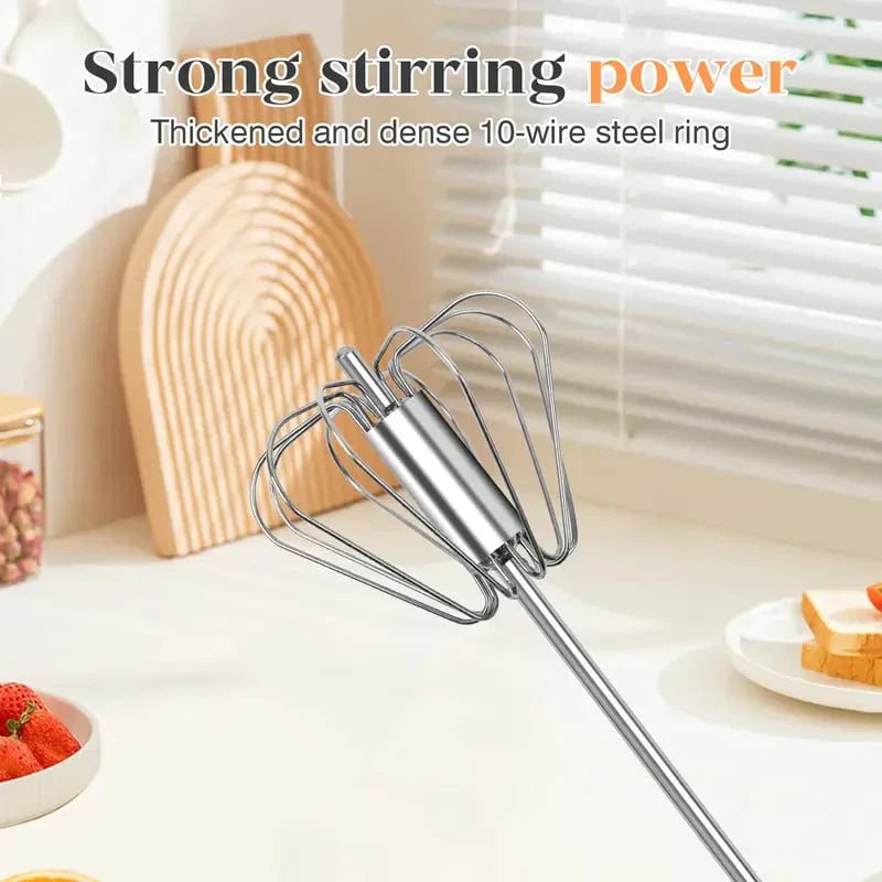 Viahomix™⏳【Limited Offer】50% OFF ! Stainless Steel Hand-Push Rotary Whisk – Effortless Mixing in Seconds!