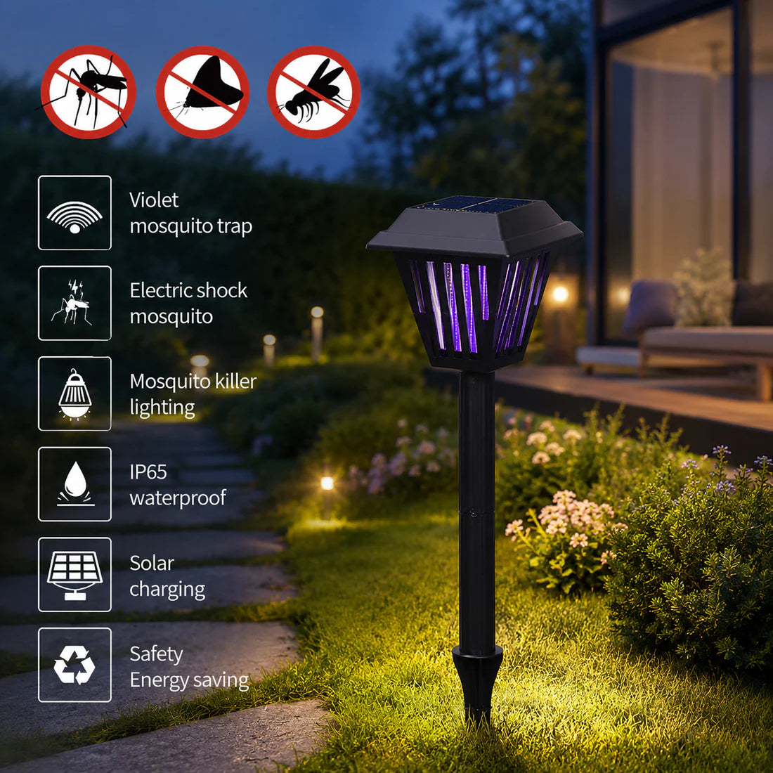 Viahomix™⏳【Limited Offer】50% OFF ! Outdoor Solar LED Mosquito Killer Garden Lamp