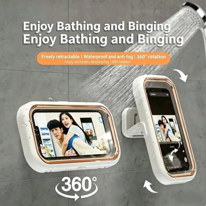 🎉2026 hot sell！360° Waterproof Shower Phone Holder – Anti-Fog Touch Screen Wall Mount
