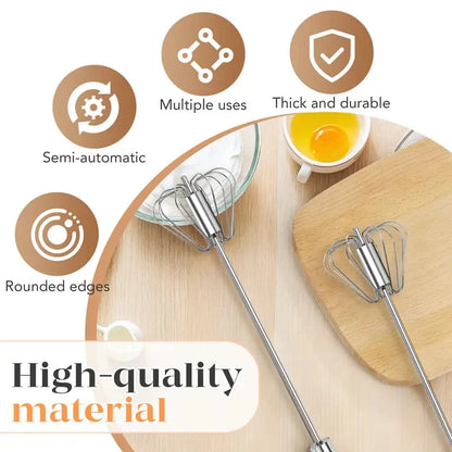 Viahomix™⏳【Limited Offer】50% OFF ! Stainless Steel Hand-Push Rotary Whisk – Effortless Mixing in Seconds!