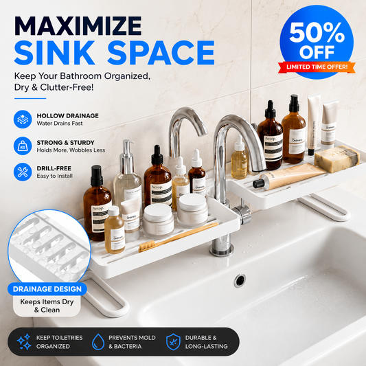 Viahomix™⏳【Limited Offer】50% OFF ! No-Drill Kitchen Sink Sponge Holder & Drain Rack