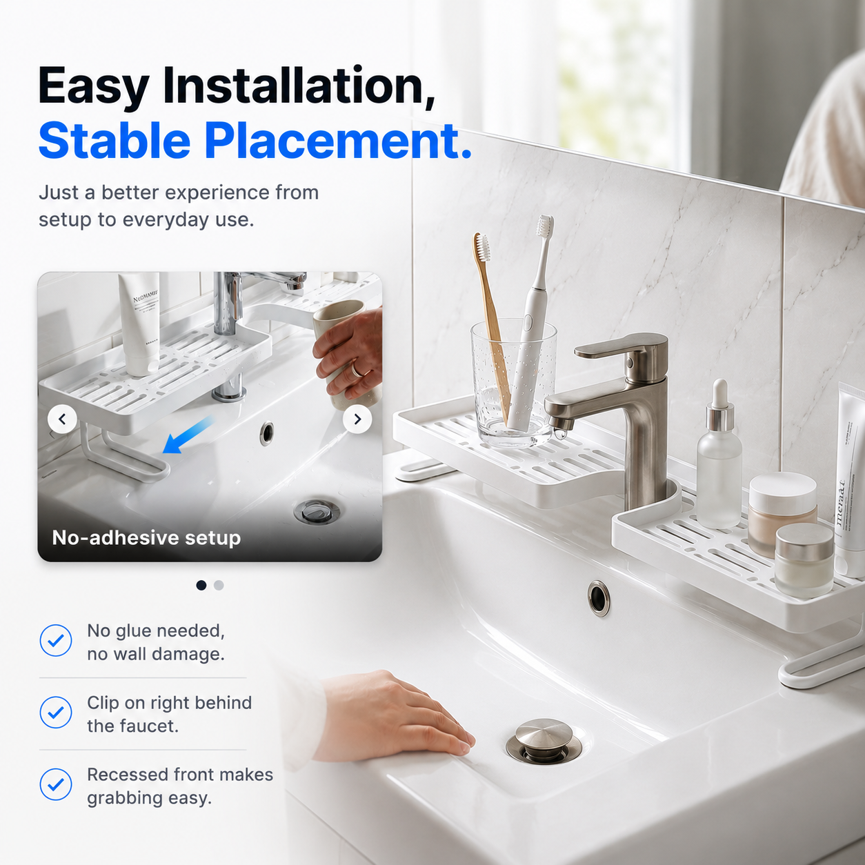 Viahomix™⏳【Limited Offer】50% OFF ! No-Drill Kitchen Sink Sponge Holder & Drain Rack