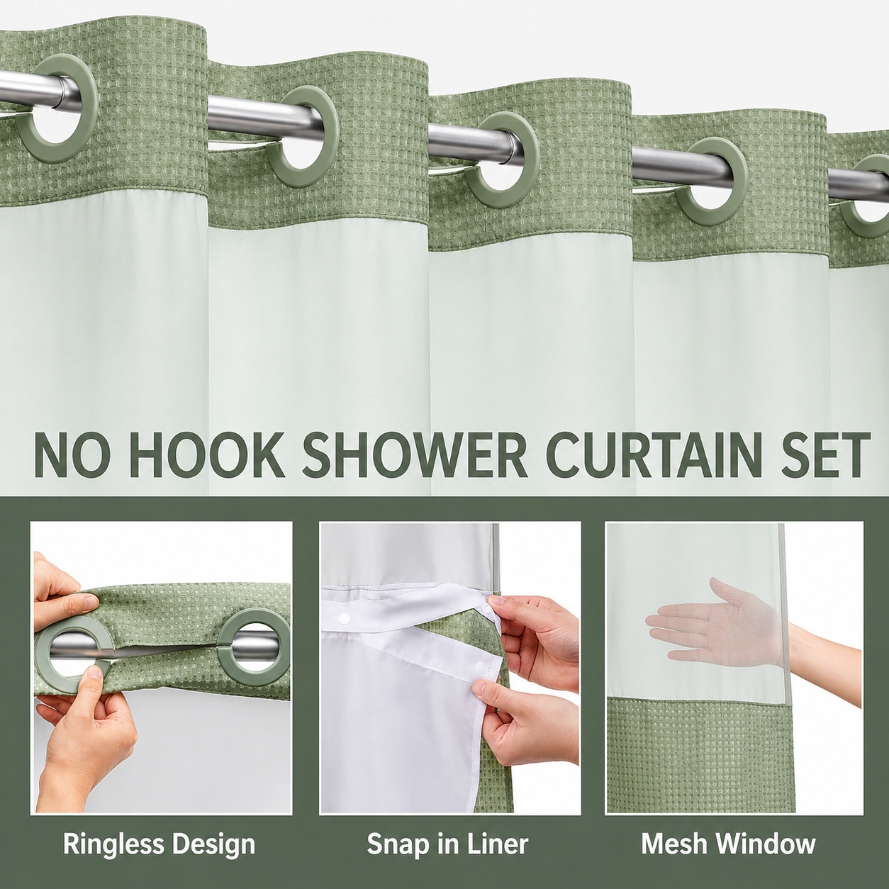 📢📢 50% OFF !! ⏰ Waffle Pattern Shower Curtain