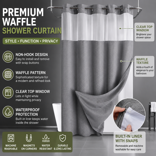 📢📢 50% OFF !! ⏰ Waffle Pattern Shower Curtain